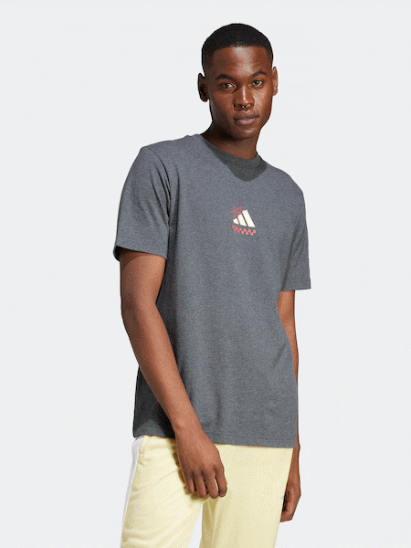 adidas Grey Lounge Pizza 100% Cotton Graphic T-Shirt (E41194) | €29