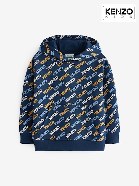 KENZO KIDS Blue All Over Logo Print Hoodie (E41220) | €89 - €109