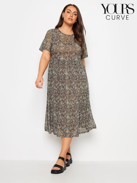 Yours Curve Natural Throw On Mesh Layer Dress (E41277) | €47