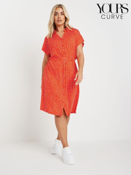 Yours Curve Orange Dot Print Dress (E41307) | $65
