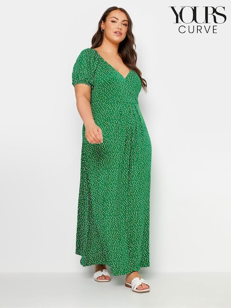 Vihreä - Yours Curve Polka Dot Wrap Dress (E41308) | €58