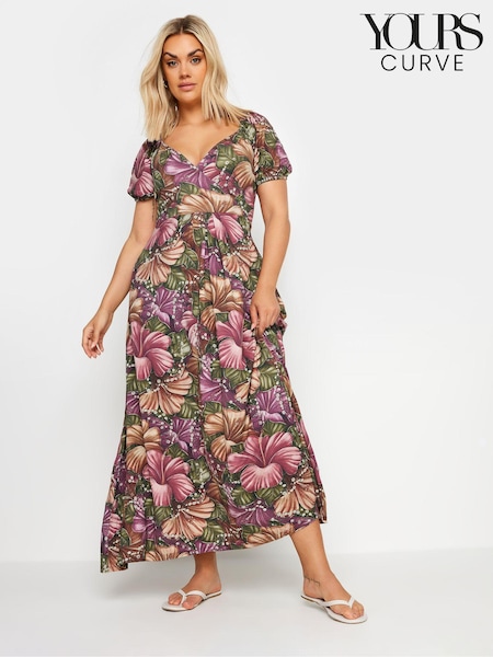 Punainen - Yours Curve Leaf Wrap Dress (E41310) | €58