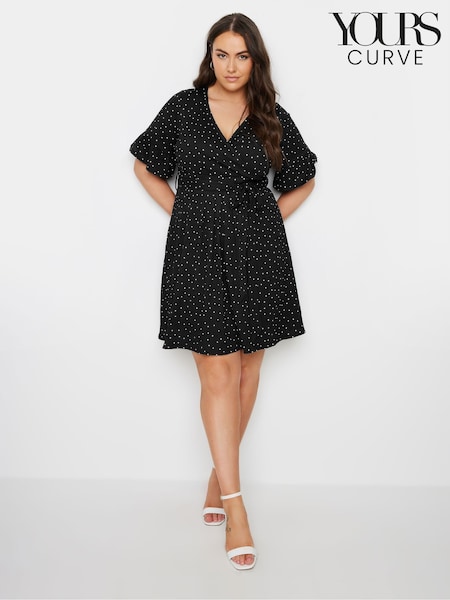 Черный - Yours Curve Dot Print Dress (E41311) | €49