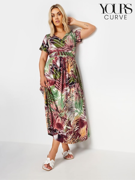 Yours Curve Leaf Print Wrap Maxi Dress (E41316) | €58