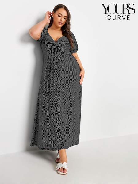 Musta - Yours Curve Polka Dot Wrap Dress (E41340) | €58