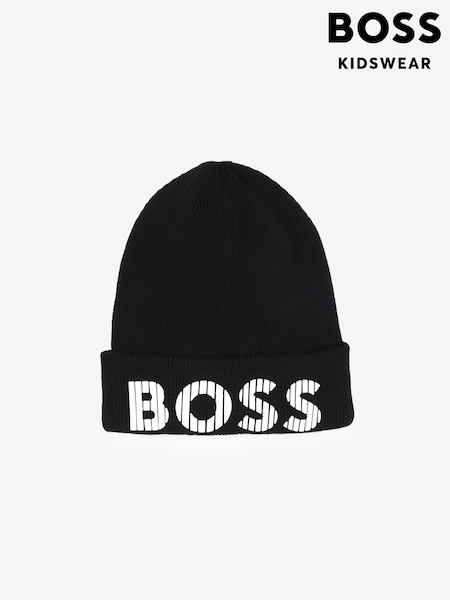 BOSS Black Knitted Logo Beanie 100% Cotton Hat (E41455) | €36 - €43