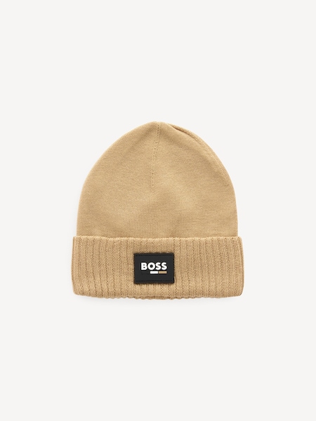 BOSS Natural Knitted Logo Beanie Hat (E41456) | €36 - €43