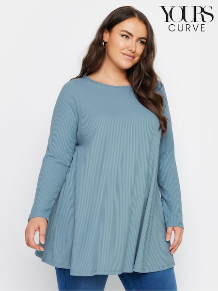 Yours Curve Green Ribbed Swing Top (E41475) | €32