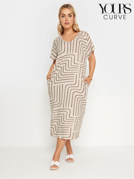 Yours Curve Natural Throw On T-Shirt 100% Cotton Midaxi Dress (E41615) | €38