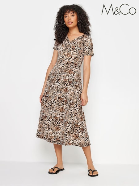 M&Co Natural V-Neck Short Sleeve Dress (E41617) | €21.50