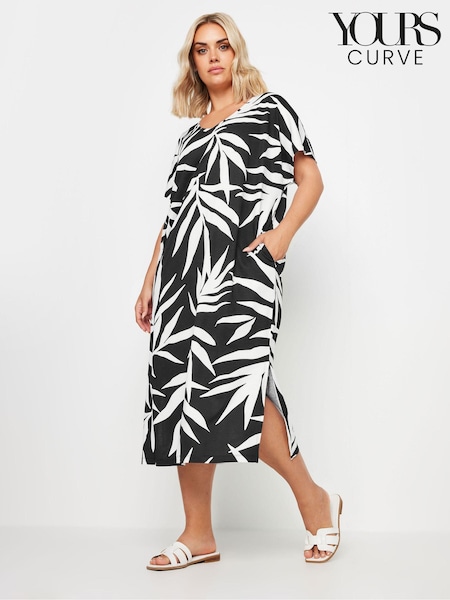 Yours Curve Black Throw On T-Shirt 100% Cotton Midaxi Dress (E41618) | €41