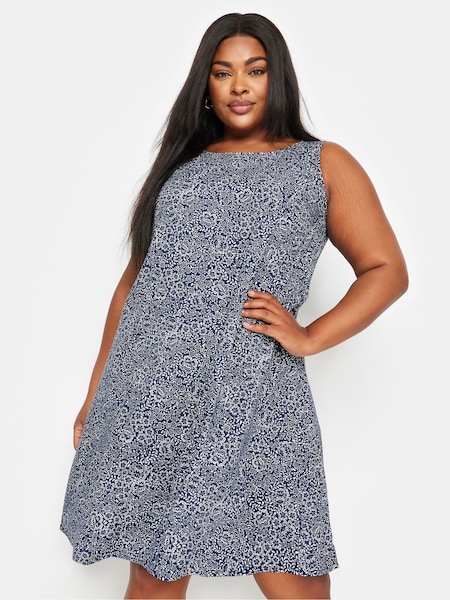 Yours Curve Blue Sleeveless Swing Dress (E41636) | €42