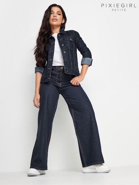 PixieGirl Petite Blue Wide Leg 100% Cotton Jeans (E41647) | $67