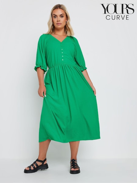 Yours Curve Green Limited Collection Textured Midaxi Dress (E41661) | €48