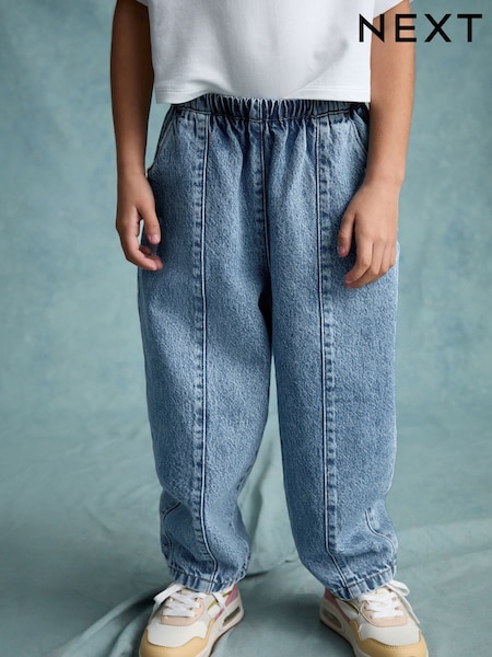 Mid Blue Denim Pull On Barrel 100% Cotton Jeans (3-16yrs) (E41666) | €21 - €27