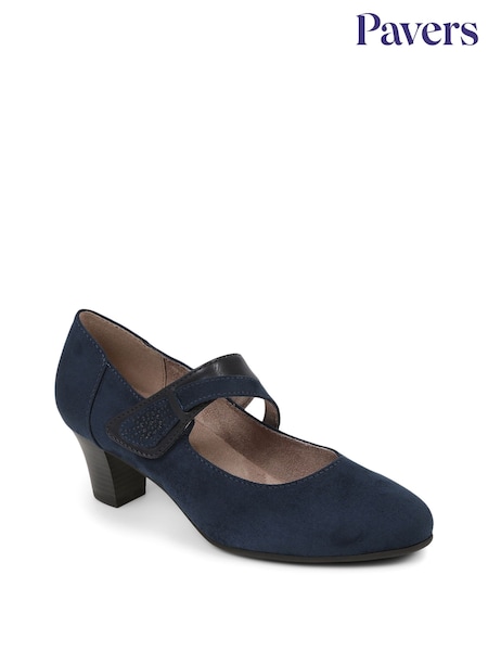 Pavers Blue Embellished Strap Mary Janes Shoes (E41712) | ₪201