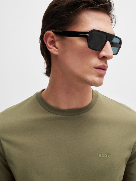 BOSS Green Regular Fit Tonal Rubber Logo 100% Cotton T-Shirt (E41770) | LEI 211