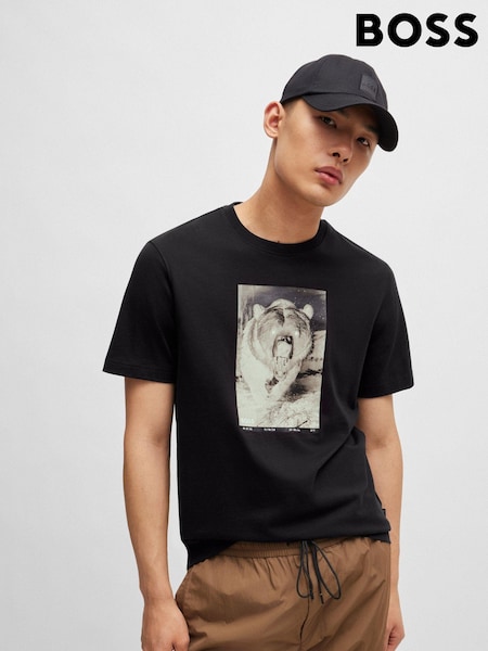 BOSS Seasonal Artwork Regular Fit Jersey 100% Cotton T-Shirt (E41774) | 246 LEI