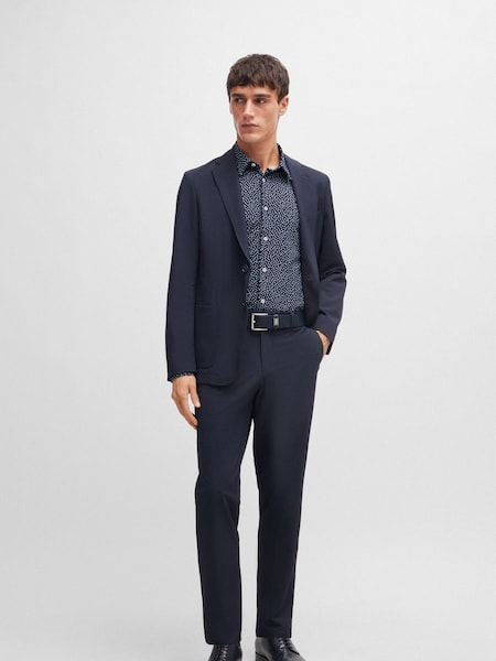 BOSS Blue Printed Stretch Slim-Fit Shirt (E41782) | €91