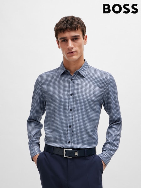 BOSS Blue Regular-Fit Shirt Chambray Printed (E41791) | AED346