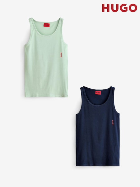 HUGO Green/Navy HUGO Logo Vests  Stretch Cotton 2 Pack (E41816) | 96 QAR