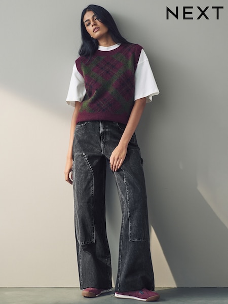 Musta - Carpenter Wide Leg 100% Cotton Jeans (E41882) | €53