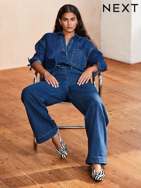 Mid Blue Elasticated Waist Wide Leg Jeans (E41884) | €21