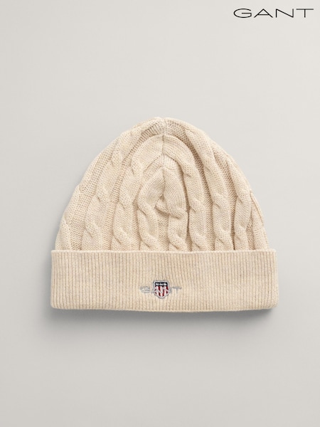 GANT Cream Baby Shield 100% Cotton Cable Knit Beanie (E41907) | R$ 295