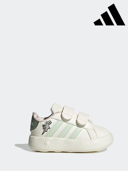 adidas White Grand Court Dino Print Trainers (E41974) | R$ 225