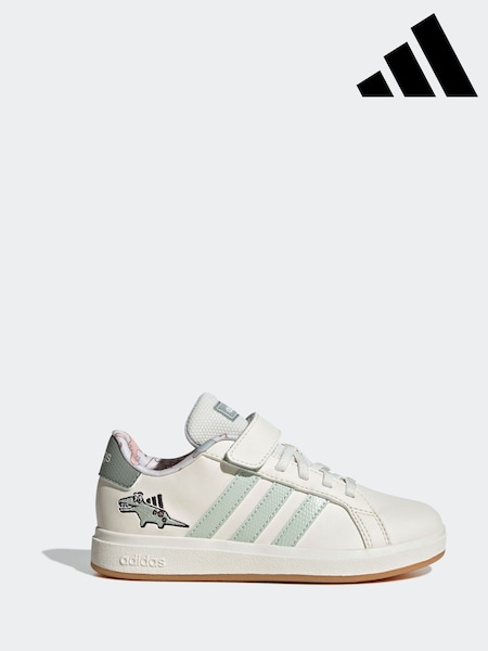adidas White Grand Court Dino Trainers (E41998) | R$ 275