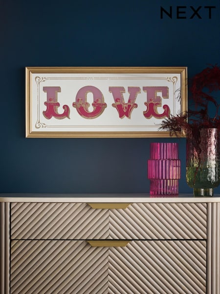 Pink Love Mirror Slogan Wall Art (E42012) | €31