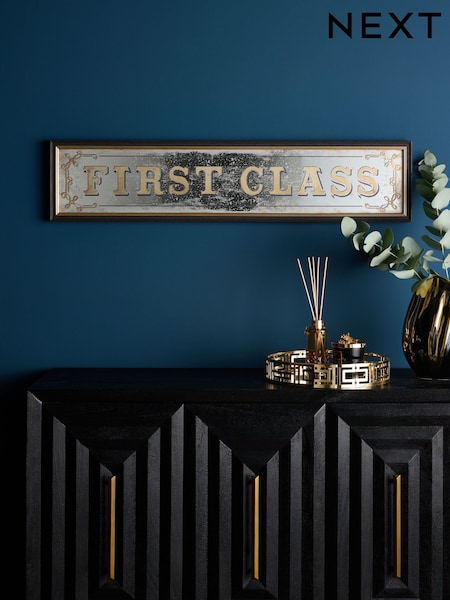 Gold First Glass Mirror Slogan Wall Art (E42014) | 196 QAR