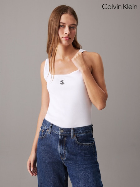 Calvin Klein White Rib Tank Top (E42030) | AED105