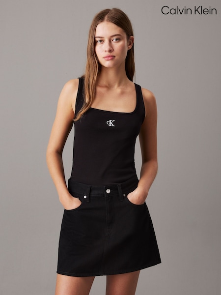Calvin Klein Black Rib Tank Top (E42040) | AED122