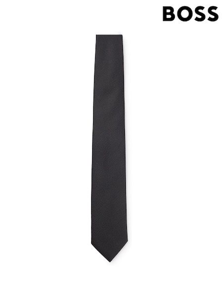 Noir - BOSS cravate à micro-motifs dans une Blend en soie (E42135) | € 34