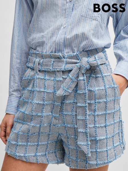BOSS Blue Tweed Cotton Checkered Shorts (E42152) | €137