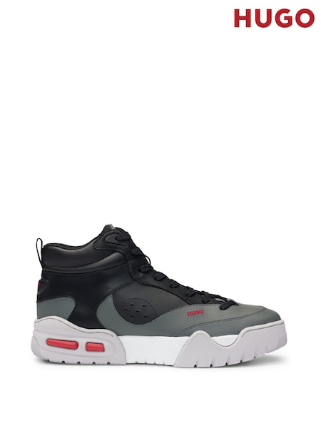 HUGO Light Grey Mesh and Faux Leather High Top Trainers (E42160) | €151