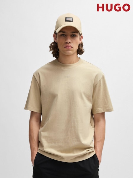 Natural - HUGO Logo Imprimeu 100% Bumbac Jerseu Tricou (E42163) | 161 LEI