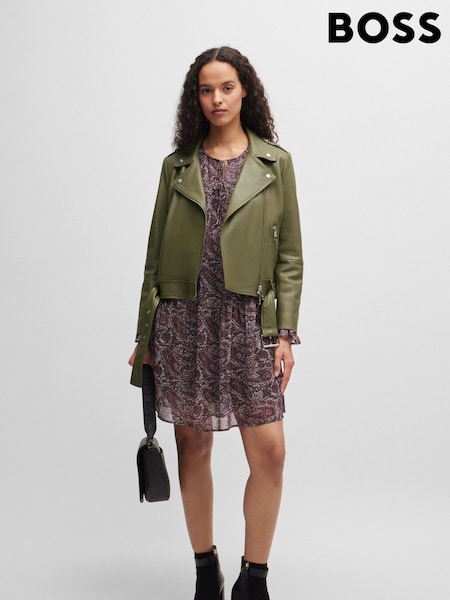BOSS Green Buckled-Belt Jacket In Nappa Leather (E42185) | €337
