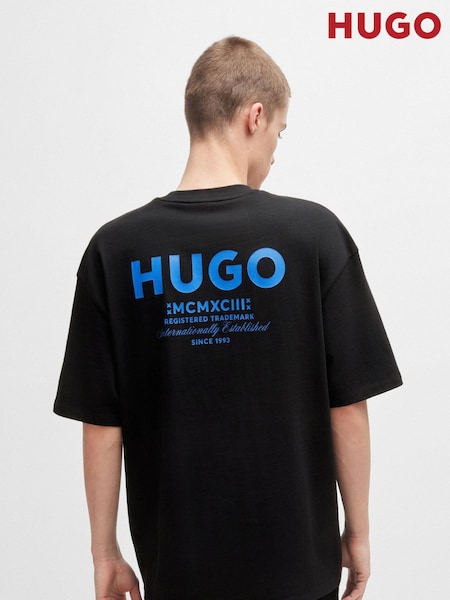 HUGO Black Logo Print 100% Cotton Jersey T-Shirt (E42188) | €49
