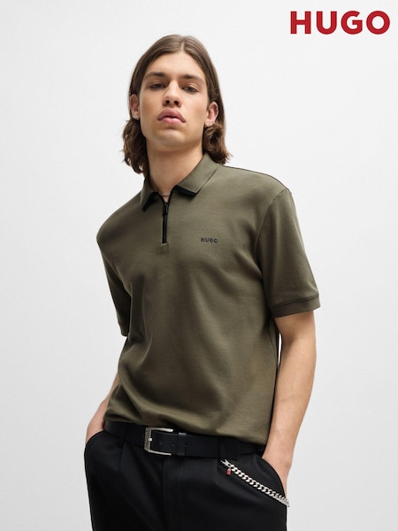 HUGO Natural 100% Cotton Piqué Contrast Logo Polo Shirt (E42217) | €58