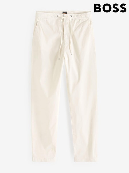 BOSS White Drawcord-Waist Trousers Stretch Cotton (E42223) | €99