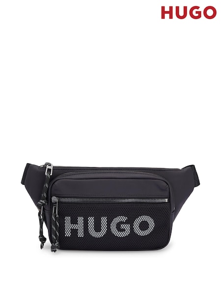 HUGO Black Belt Bag With Contrast Logo And Mesh Overlay (E42225) | €79