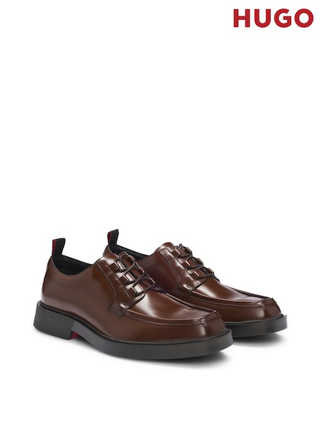 HUGO Brown Piping Detail Derby Shoes In Leather (E42228) | €132