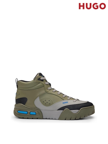 HUGO Grey Mesh and Faux Leather High Top Trainers (E42230) | €151