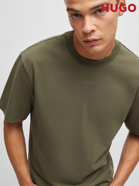Verde Chrome - HUGO Logo Imprimeu 100% Bumbac Jerseu Tricou (E42232) | 188 LEI
