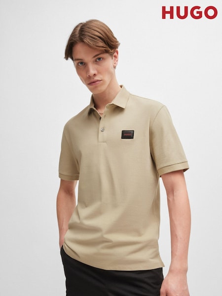 Natural - Polo HUGO Cotton Piqué Logo Etichetă Tricouri (E42237) | 413 LEI