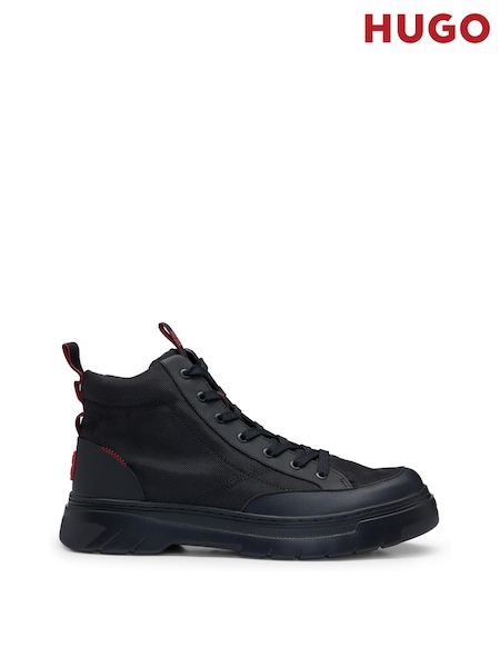 HUGO Black Red-Detail High-Top Trainers (E42239) | €132