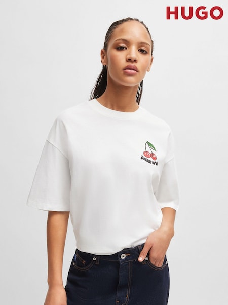 HUGO White 100% Cotton Jersey Printed T-Shirt (E42253) | €34