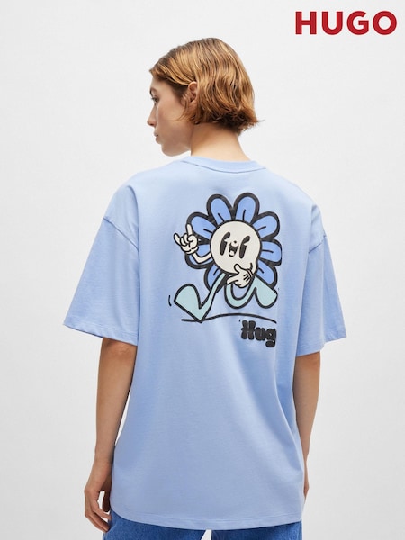 HUGO Blue Printed 100% Cotton Jersey T-Shirt (E42260) | €31